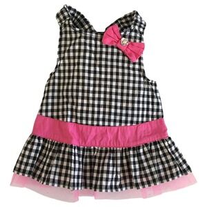 Wag-A-Tude Plaid Bow Dog Dress Black Pink Size S